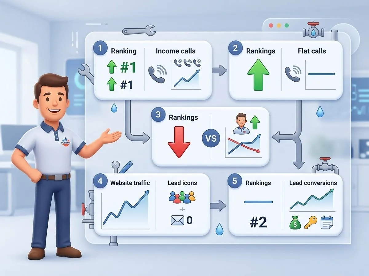Comparing ranking movement with calls traffic and lead conversions for plumbers